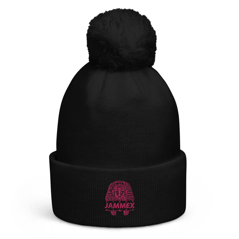 Rose Pharaoh - Embroidered Pom-Pom Beanie