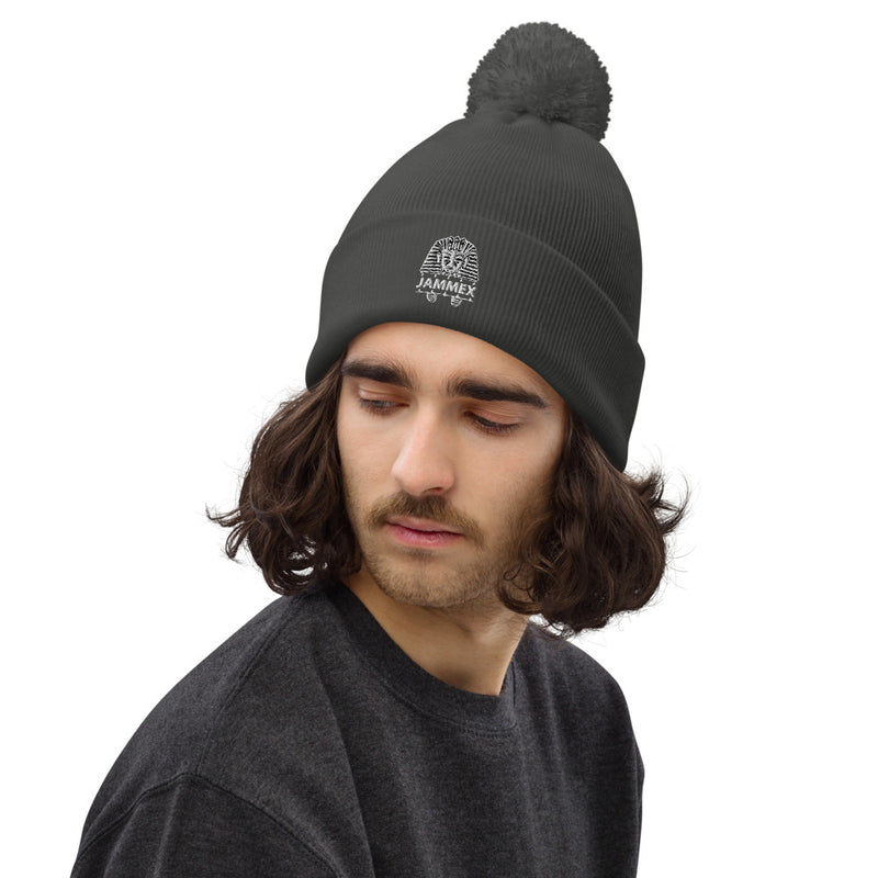 White Pharaoh - Embroidered Pom-Pom Beanie